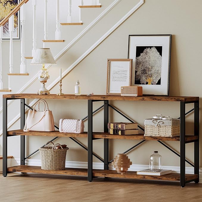 Industrial style entry iron console table